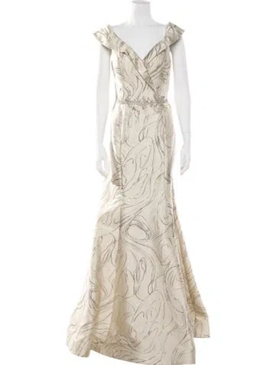 Pre-owned Terani Couture Printed Long Dress W/ Tags In Neutral