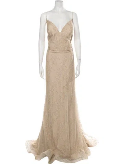 Pre-owned Terani Couture Printed Long Dress W/ Tags In Neutral
