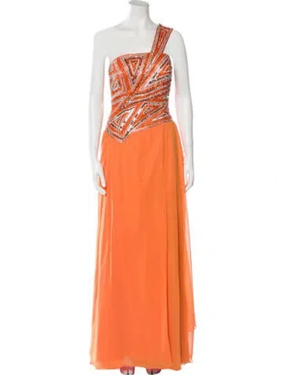 Pre-owned Terani Couture Printed Long Dress W/ Tags In Orange