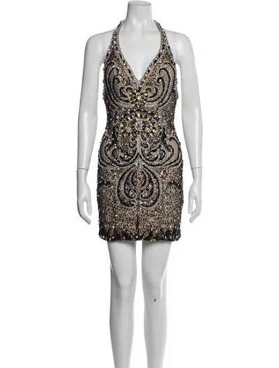Pre-owned Terani Couture Printed Mini Dress In Black