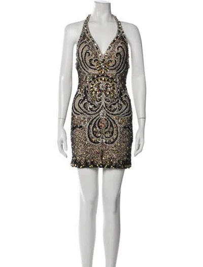 Pre-owned Terani Couture Printed Mini Dress In White