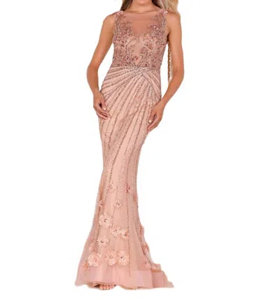 Terani Couture Radiant Bodice Maxi Dress In Champ /blush In Multi