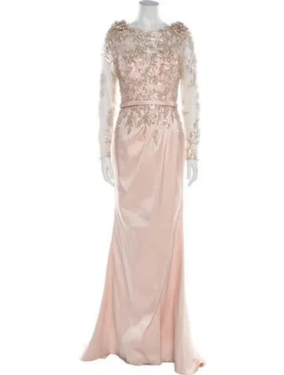 Pre-owned Terani Couture Scoop Neck Long Dress In Neutral