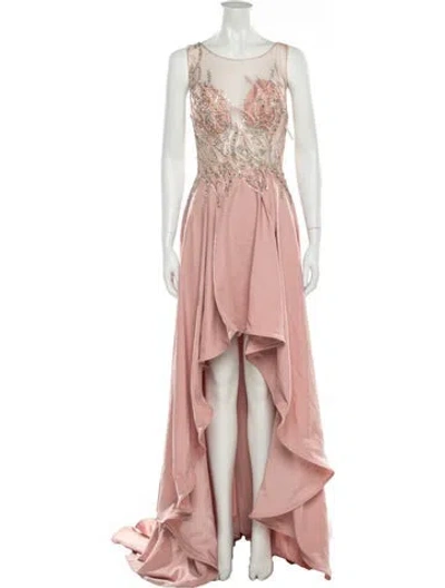 Pre-owned Terani Couture Scoop Neck Long Dress In Pink