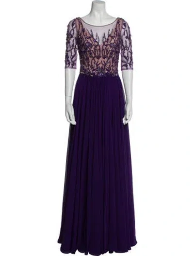 Pre-owned Terani Couture Scoop Neck Long Dress In Purple