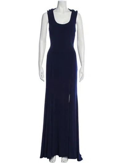 Pre-owned Terani Couture Scoop Neck Long Dress W/ Tags In Blue