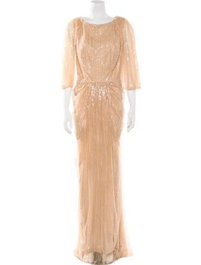 Pre-owned Terani Couture Scoop Neck Long Dress W/ Tags In Neutral