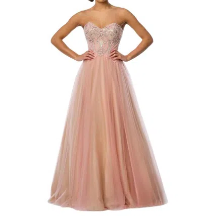 Terani Couture Sequin Sweetheart Prom Dress In Coral/nude In Multi