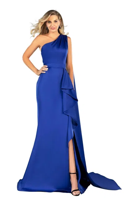 Terani Couture Side Slit Evening Dress In Royal In Black