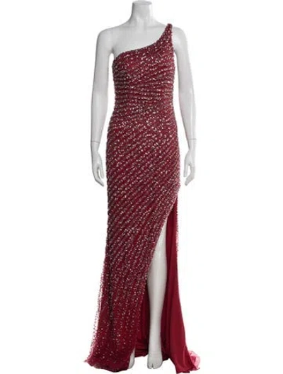 Pre-owned Terani Couture Silk Long Dress In Red