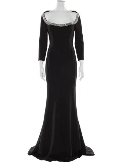 Pre-owned Terani Couture Square Neckline Long Dress In Black