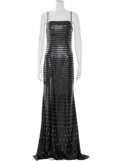 Pre-owned Terani Couture Square Neckline Long Dress In Black