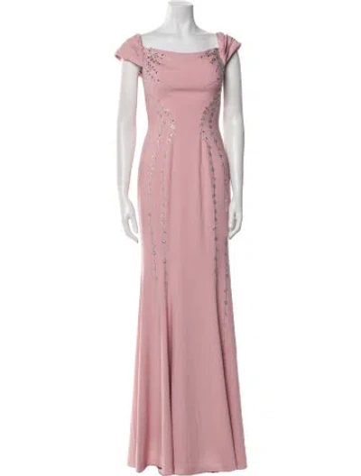 Pre-owned Terani Couture Square Neckline Long Dress In Pink