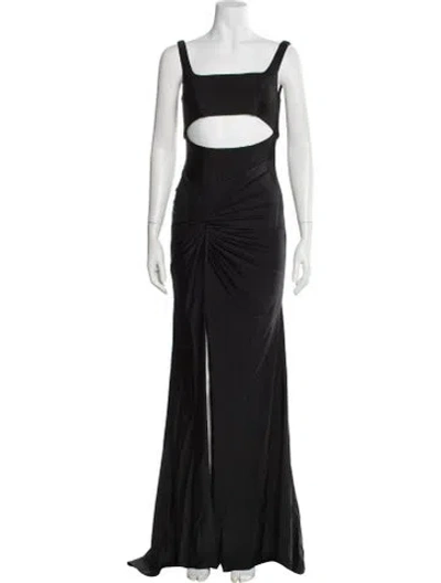 Pre-owned Terani Couture Square Neckline Long Dress W/ Tags In Black