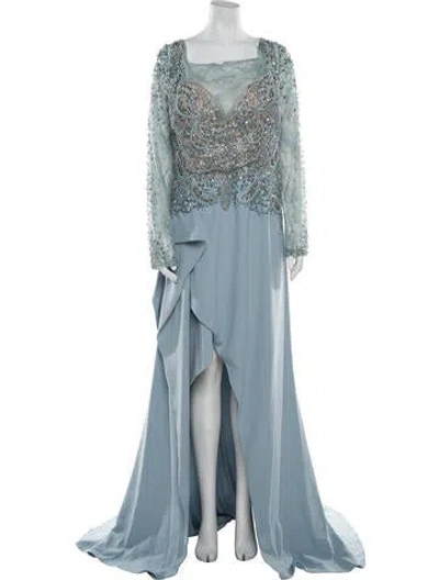 Pre-owned Terani Couture Square Neckline Long Dress W/ Tags In Blue