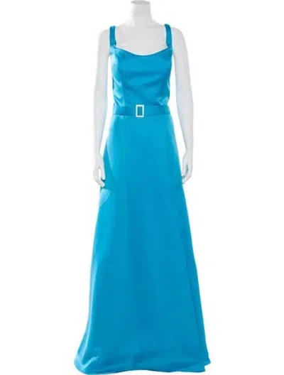 Pre-owned Terani Couture Square Neckline Long Dress W/ Tags In Blue
