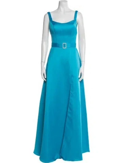 Pre-owned Terani Couture Square Neckline Long Dress W/ Tags In Blue