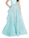 Terani Couture Strapless A-line Gown In Aqua Blue In Blue