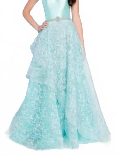 Terani Couture Strapless A-line Gown In Aqua Blue