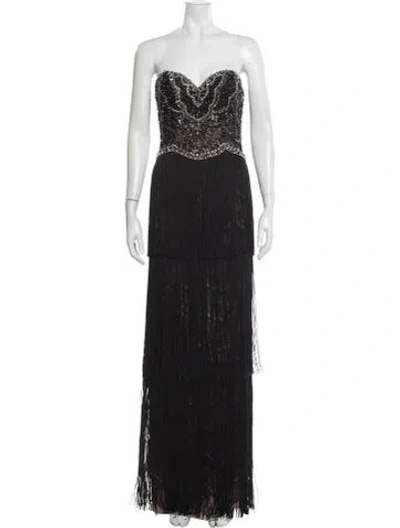 Pre-owned Terani Couture Strapless Long Dress In Black