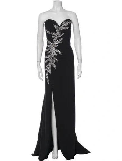 Pre-owned Terani Couture Strapless Long Dress In Black