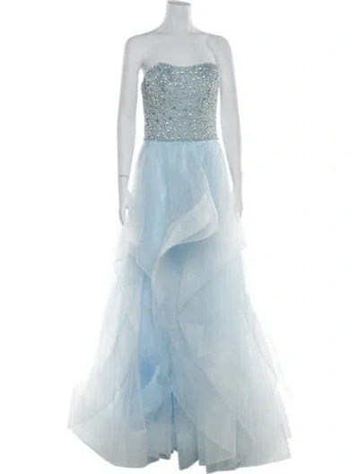 Pre-owned Terani Couture Strapless Long Dress In Blue