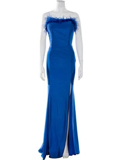 Pre-owned Terani Couture Strapless Long Dress In Blue