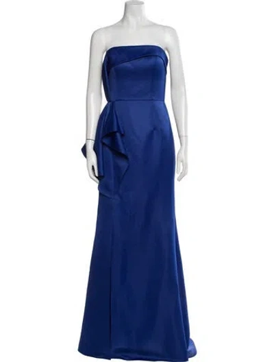 Pre-owned Terani Couture Strapless Long Dress In Blue