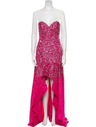 Pre-owned Terani Couture Strapless Long Dress In Pink