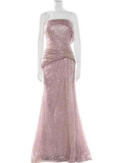 Pre-owned Terani Couture Strapless Long Dress In Pink