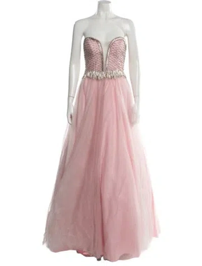 Pre-owned Terani Couture Strapless Long Dress In Pink
