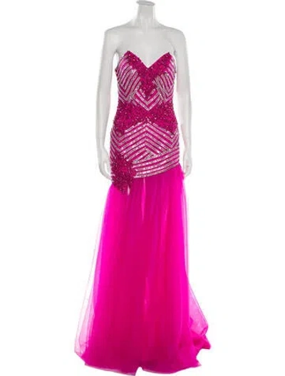 Pre-owned Terani Couture Strapless Long Dress In Purple