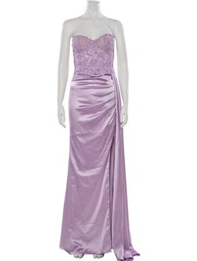 Pre-owned Terani Couture Strapless Long Dress In Purple