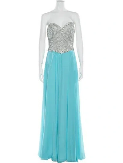 Pre-owned Terani Couture Strapless Long Dress W/ Tags In Blue
