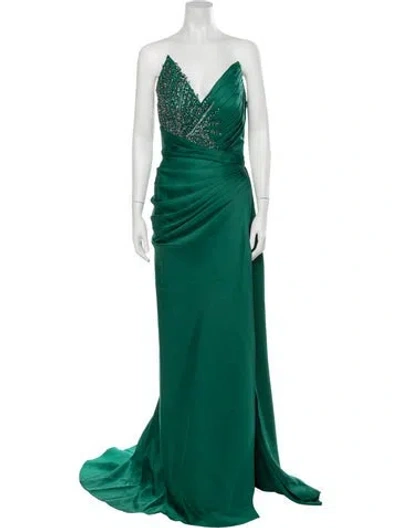 Pre-owned Terani Couture Strapless Long Dress W/ Tags In Green