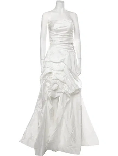 Pre-owned Terani Couture Strapless Long Dress In White