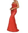 Terani Couture Strapless Long Tulle Pageant Dress In Red In Red