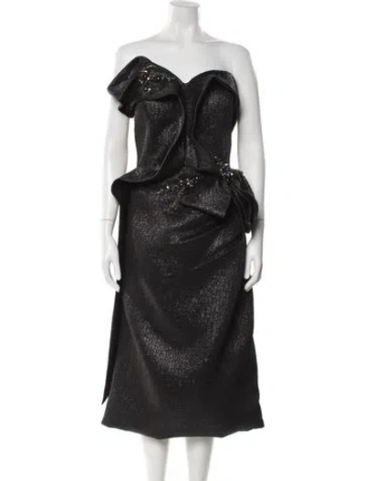 Pre-owned Terani Couture Strapless Midi Length Dress W/ Tags In Black