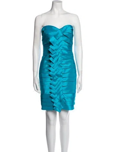Pre-owned Terani Couture Strapless Mini Dress In Blue