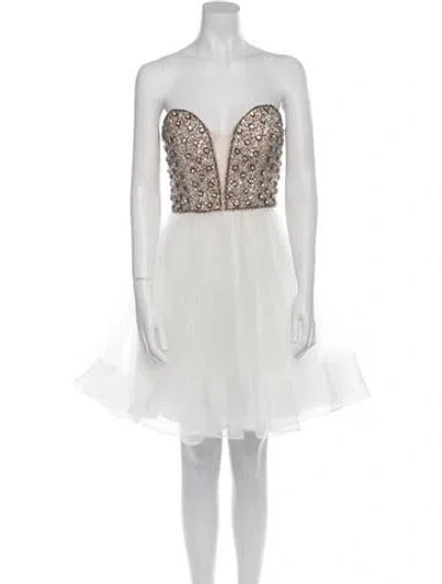 Pre-owned Terani Couture Strapless Mini Dress In Green