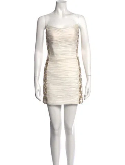 Pre-owned Terani Couture Strapless Mini Dress In White