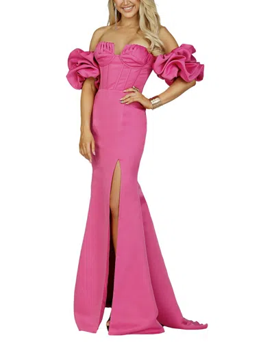 Terani Couture Strapless Solid Maxi Dress In Pink