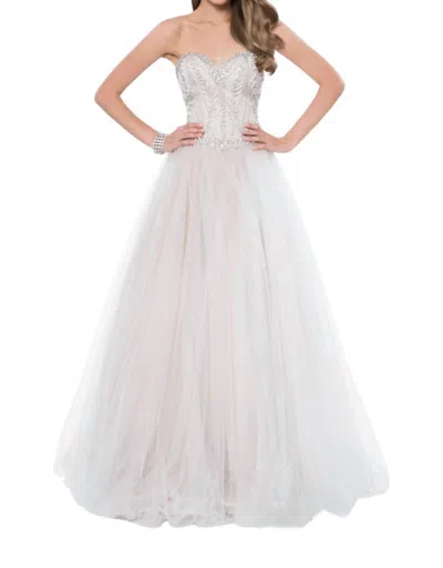 Terani Couture Strapless Sweetheart Crystal Embellished Prom Dress In Ivory Nude In Multi