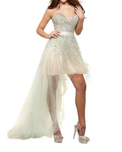 Terani Couture Sweetheart Crystal Embellished Prom Dress In Silver/nude In Multi