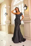 Terani Couture T251m4401 Long Formal Fitted Evening Dress In Brown