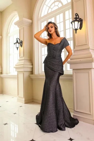 Terani Couture T251m4401 Long Formal Fitted Evening Dress In Brown