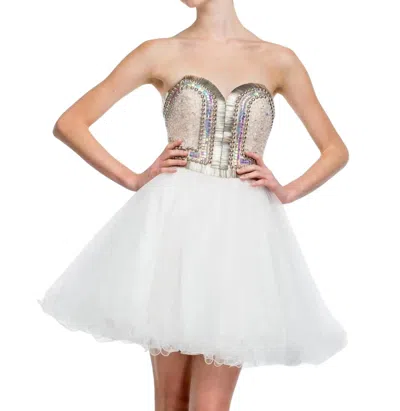 Terani Couture Tulle Strapless Prom Dress In Ivory In Multi