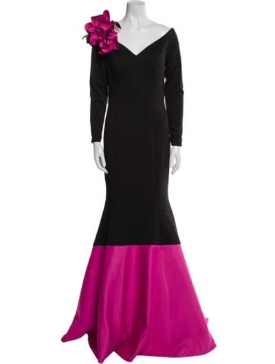 Pre-owned Terani Couture V-neck Long Dress In Multi