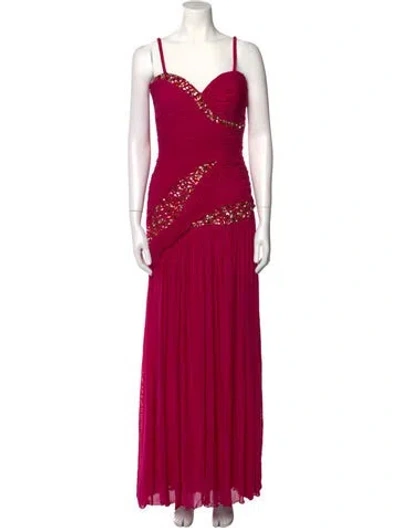 Pre-owned Terani Couture V-neck Long Dress In Pink
