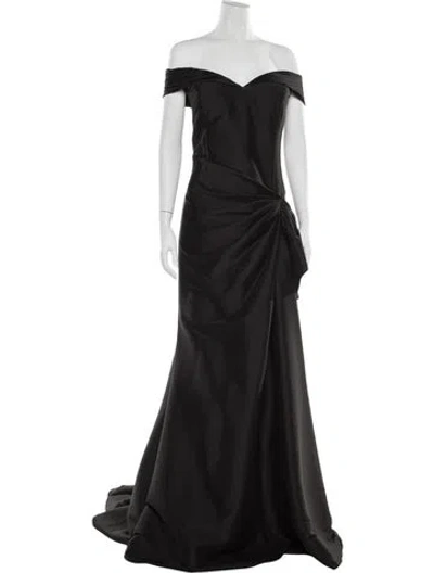 Pre-owned Terani Couture V-neck Long Dress W/ Tags In Black